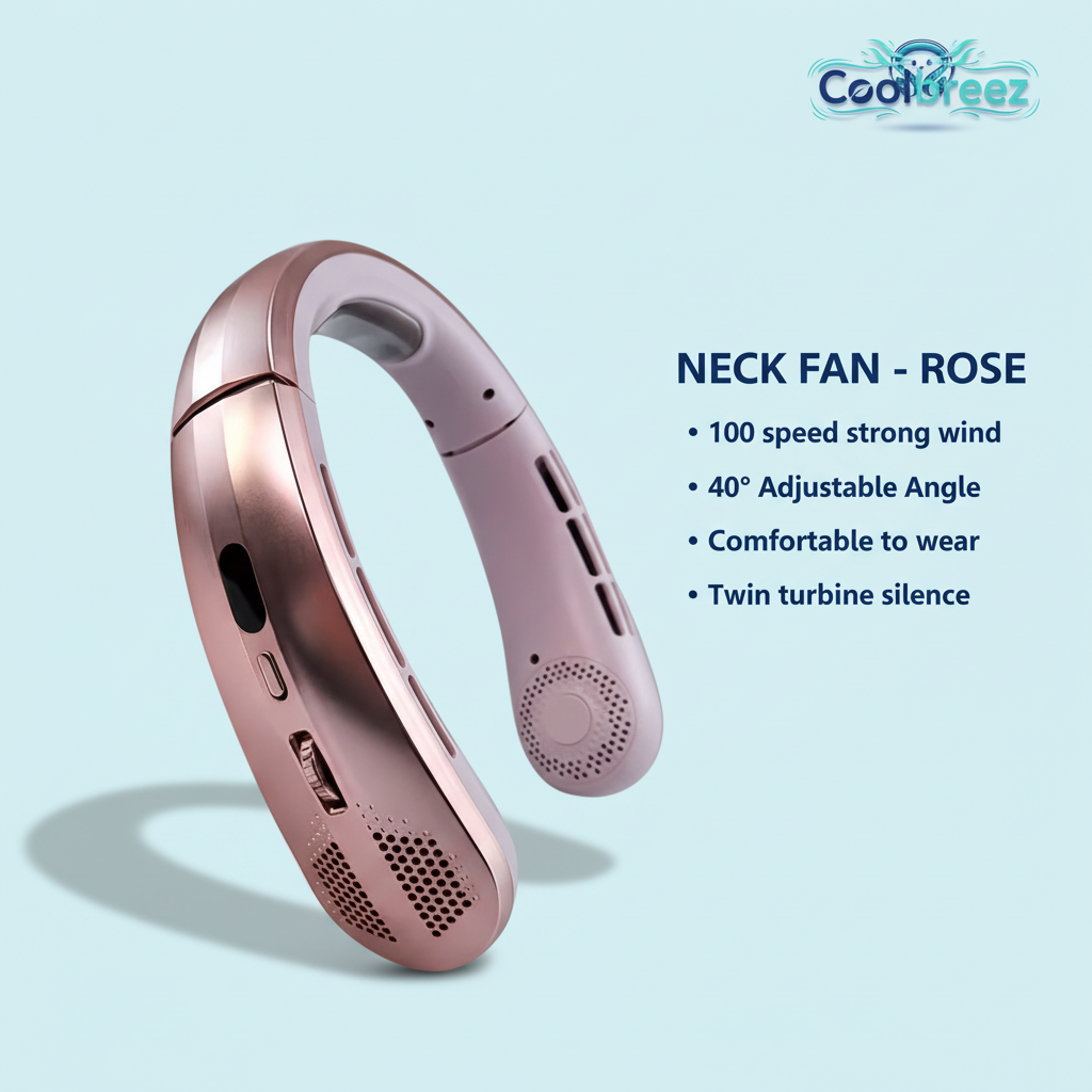 CoolBreez Rose Neck Fan - Uniform Theme Background